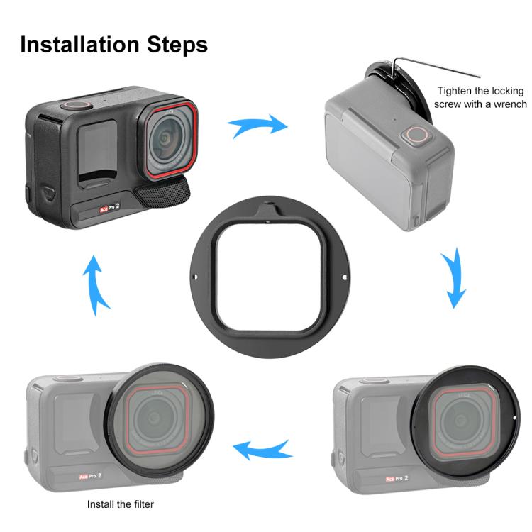 For Insta360 Ace Pro 2 PULUZ 52mm UV Lens Filter Adapter Ring with Lens Cover, For Insta360 Ace Pro 2 Filter Adapter Ring