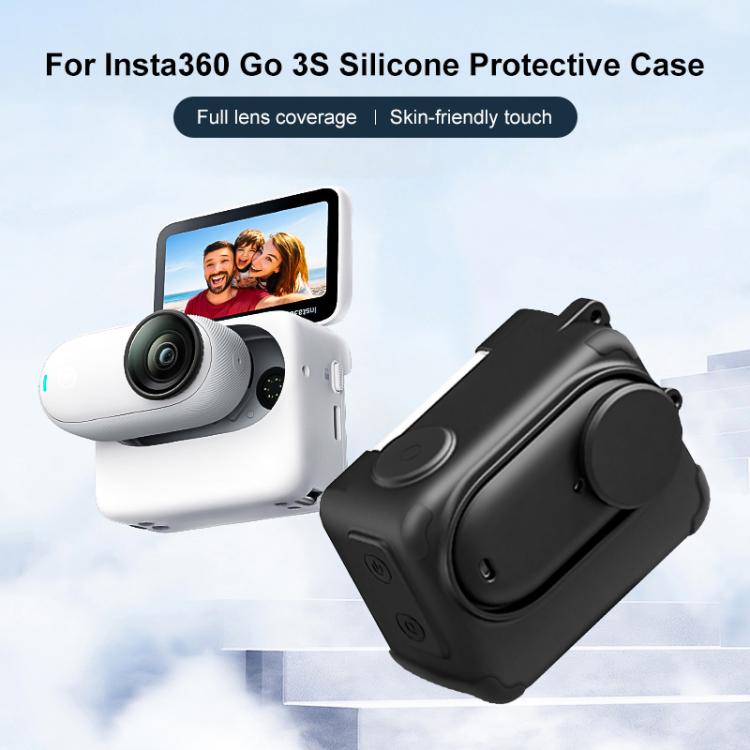 For Insta360 GO 3S PULUZ Camera Charging Box Silicone Cover with Lens Cap & Strap