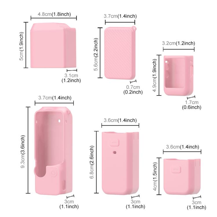 For DJI OSMO Pocket 3 PULUZ 6 in 1 Body Lens Handle Screen Mic Silicone TPU Cover