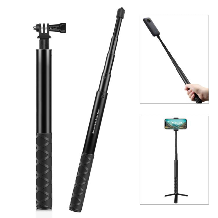 PULUZ 110cm Metal Selfie Stick Monopod with Invisible Adapter Base & Screw for Insta360 One RS / X2 / X3 / X4, 110cm Monopod