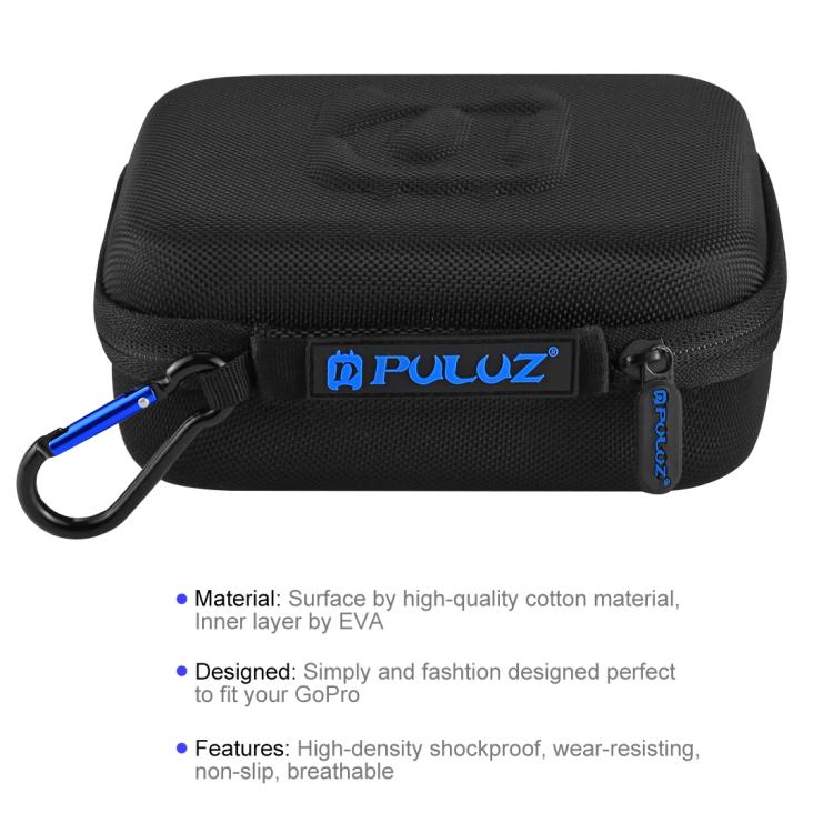 PULUZ Waterproof Carrying and Travel Case for GoPro, DJI Osmo Action and other Sport Cameras Accessories, Small Size: 16cm x 12cm x 7cm, US Stock Black, UK Stock Black, For GoPro, Size: 16cm x 12cm x 7cm