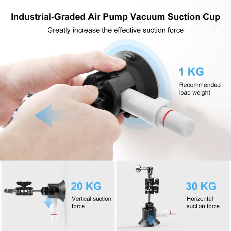 PULUZ 3 inch Car Single Pump Suction Cup Aluminum Alloy Mount, Pump Suction Cup Mount