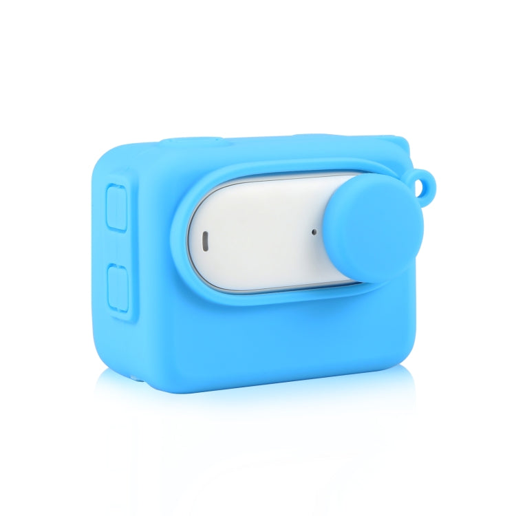 For Insta360 GO 3 PULUZ Camera Charging Case Silicone Case with Lens Cap & Strap, Silicone Case with Lens Cap(Black), Silicone Case with Lens Cap(Blue)