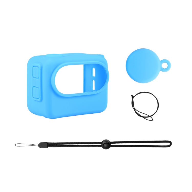 For Insta360 GO 3 PULUZ Camera Charging Case Silicone Case with Lens Cap & Strap, Silicone Case with Lens Cap(Black), Silicone Case with Lens Cap(Blue)