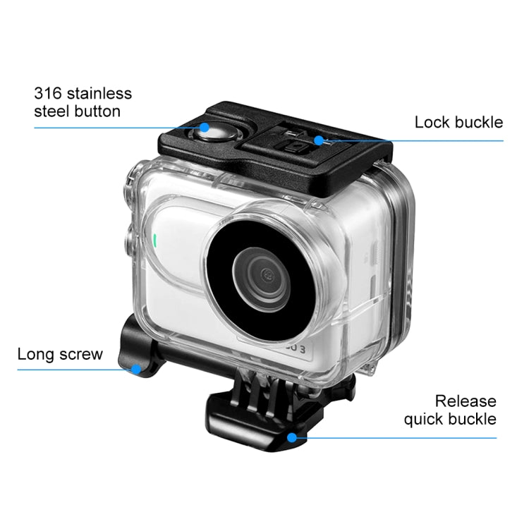 For Insta360 GO 3 PULUZ 60m Underwater Waterproof Housing Case with Base Adapter & Screw, Waterproof Housing Case