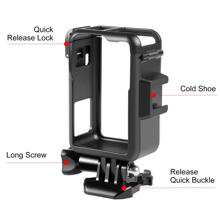 For DJI Osmo Action 4 / 3 PULUZ Vertical Plastic Protective Frame Cage with Cold Shoes, Vertical Plastic Cage