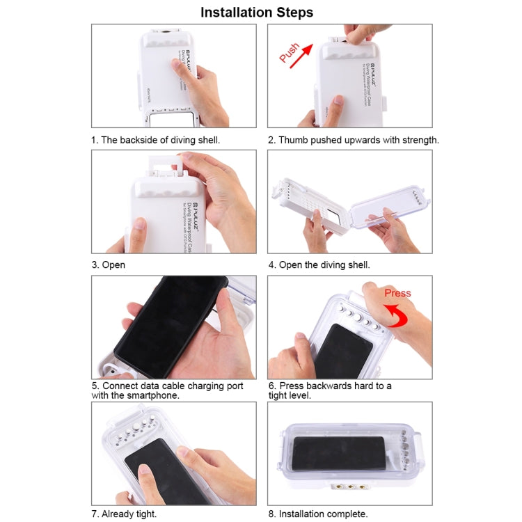 PULUZ 45m/147ft Waterproof Diving Case Photo Video Taking Underwater Housing Cover for iPhone 17 Pro / 17 / Air / 16 / 16 Pro / 15 / 15 Pro, Galaxy, Huawei, Xiaomi, Google Android OTG Smartphones with Type-C Port