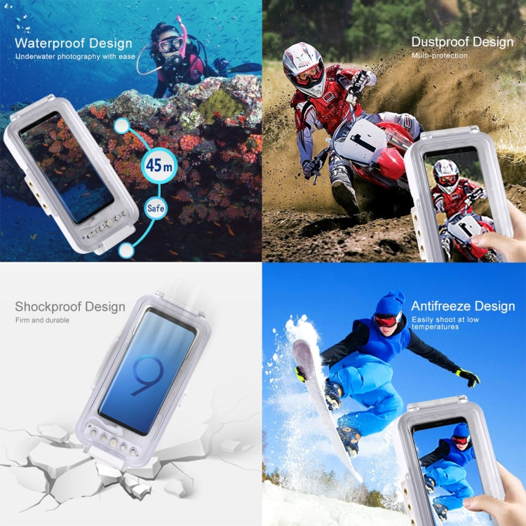 PULUZ 45m/147ft Waterproof Diving Case Photo Video Taking Underwater Housing Cover for iPhone 17 Pro / 17 / Air / 16 / 16 Pro / 15 / 15 Pro, Galaxy, Huawei, Xiaomi, Google Android OTG Smartphones with Type-C Port