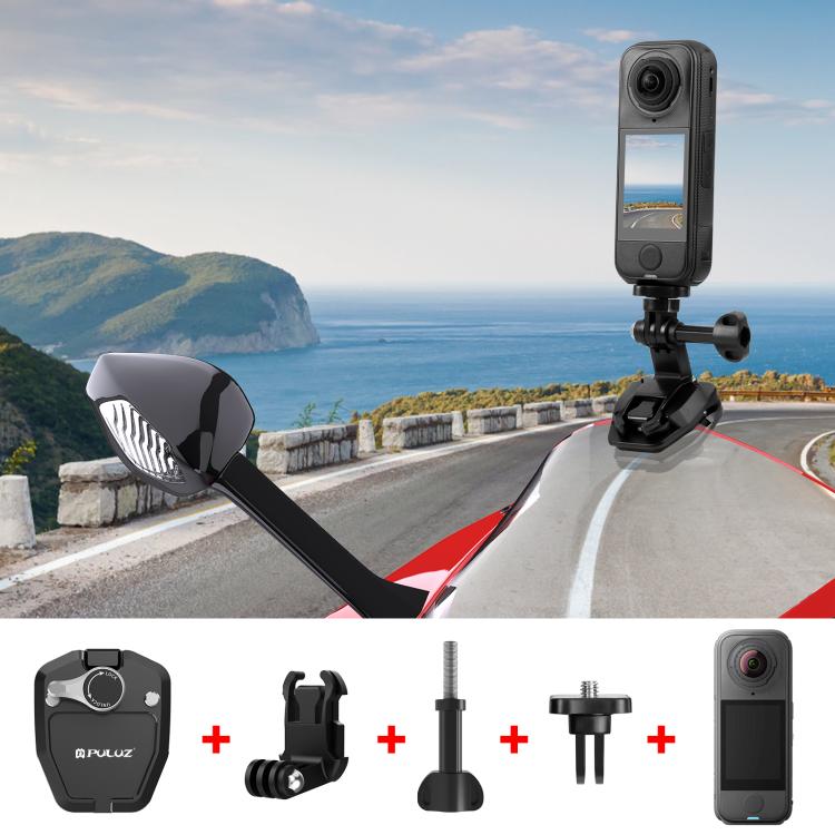 PULUZ Motorcycle Windshield Action Camera Mount Clip for GoPro Hero12 Black / DJI Osmo Action 4 / Insta360 X4 / Ace Pro and Other Action Cameras, Windshield Mount Clip