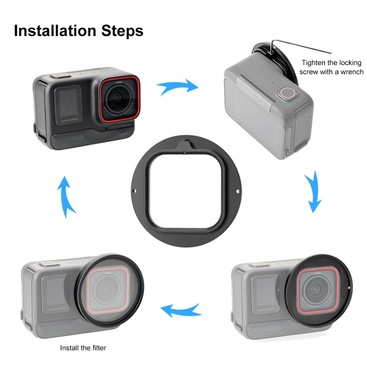 For Insta360&#160;Ace&#160;Pro PULUZ 52mm UV Lens Filter Adapter Ring with Lens Cover, For Insta360 Ace Pro Filter Adapter Ring