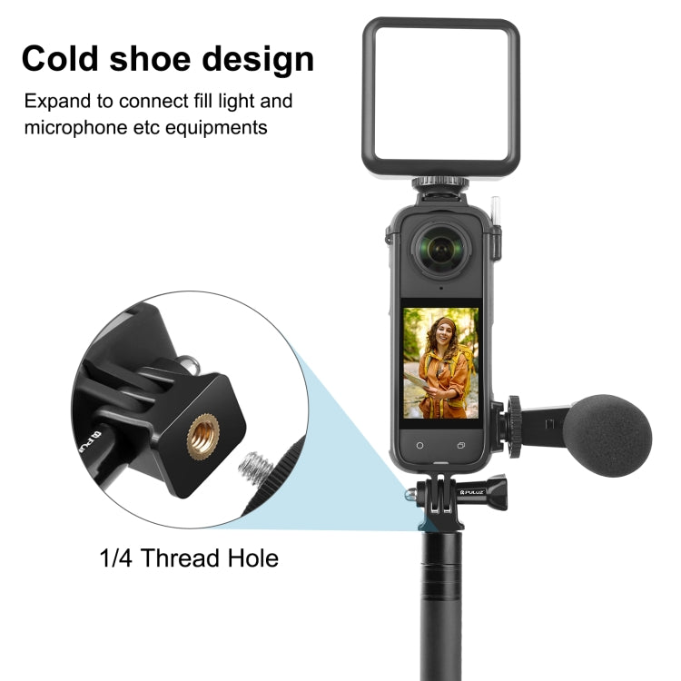 For Insta360 X4 PULUZ Cold Shoe PC Plastic Protective Frame with Adapter Mount & Screw, Cold Shoe PC Frame