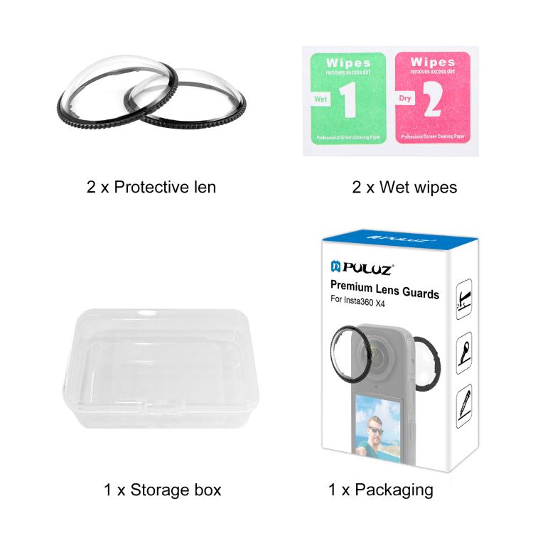 For Insta360 X4 PULUZ Rotation Optical Glass Lens Guard  Protective Cover, Glass Lens Guard