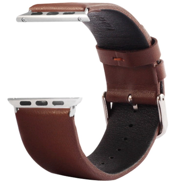 Kakapi for Apple Watch 42mm Subtle Texture Brushed Buckle Genuine Leather Watch Band with Connector