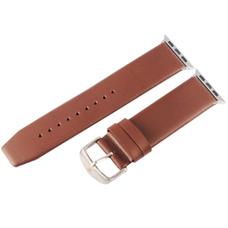 Kakapi for Apple Watch 42mm Subtle Texture Brushed Buckle Genuine Leather Watch Band with Connector