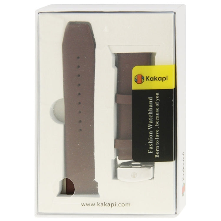 Kakapi for Apple Watch 42mm Subtle Texture Brushed Buckle Genuine Leather Watch Band with Connector