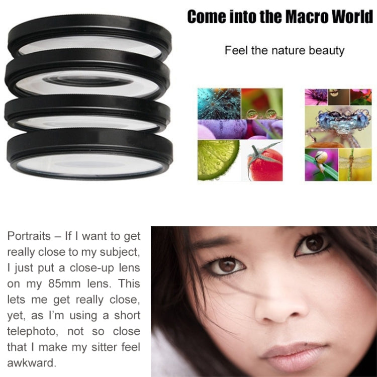 6 in 1 58mm Close-Up Lens Filter Macro Lens Filter + Filter Adapter Ring for GoPro HERO3, 6 in 1 58mm