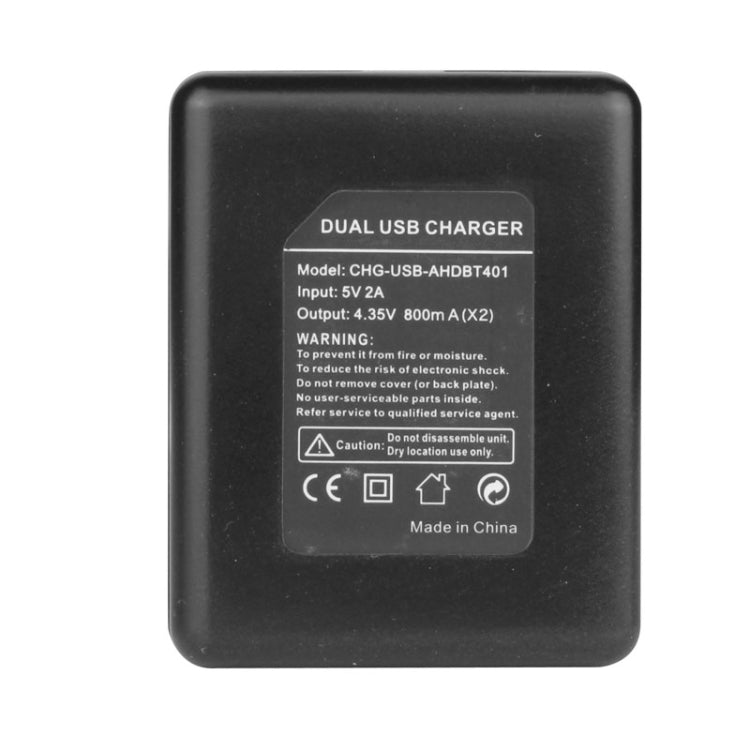 USB Dual Battery Travel Charger for GoPro HERO4 (AHDBT-401), For GoPro HERO4