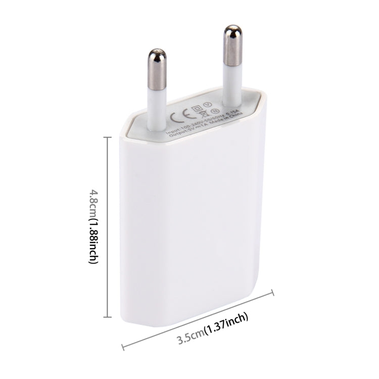 5V / 1A Single USB Port Charger Travel Charger, EU Plug