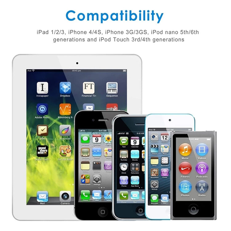Câble USB double face de 1 m pour synchronisation et chargement de données, compatible avec iPhone 4 et 4S, iPhone 3GS, 3G, iPad 3, iPad 2, iPad et iPod Touch.