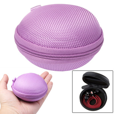 Grid Style Portable Carrying Bag Box for Headphone / Earphone, Purple