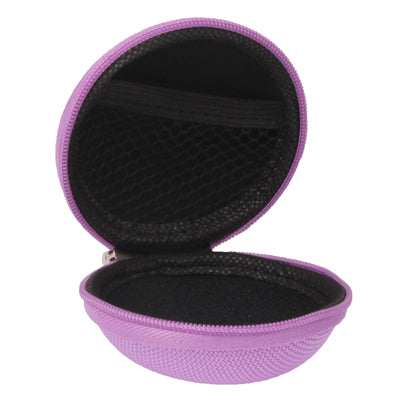 Grid Style Portable Carrying Bag Box for Headphone / Earphone, Purple