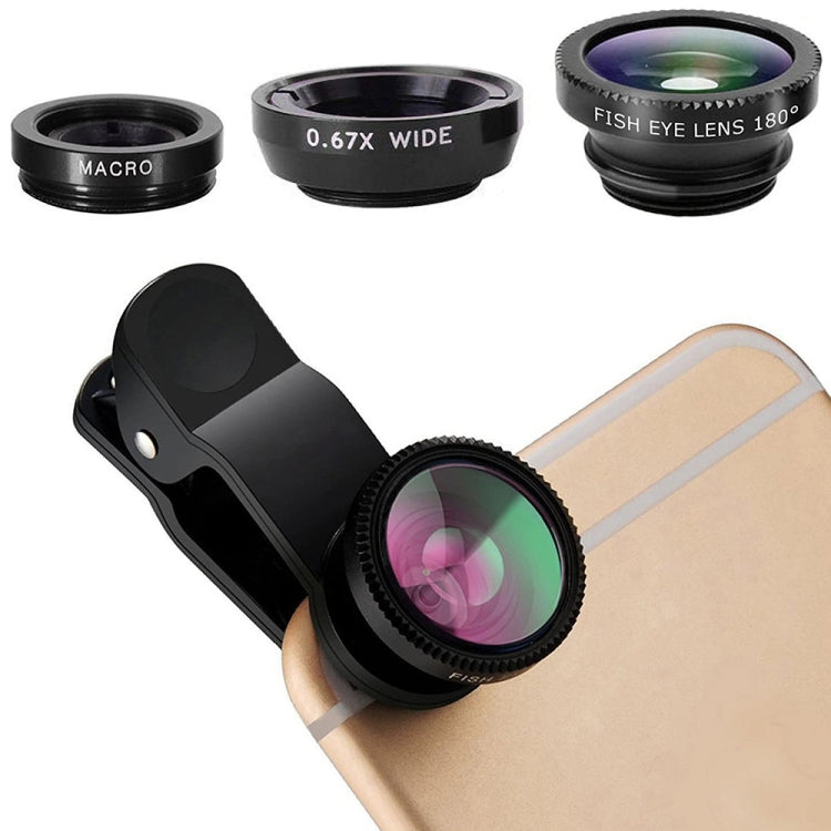 3 in 1 Smartphone Camera Lens Set Fisheye Telephoto Macro for iPhone Galaxy