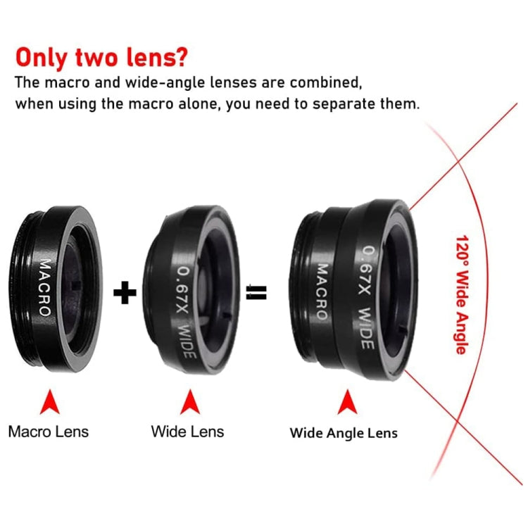 3 in 1 Smartphone Camera Lens Set Fisheye Telephoto Macro for iPhone Galaxy