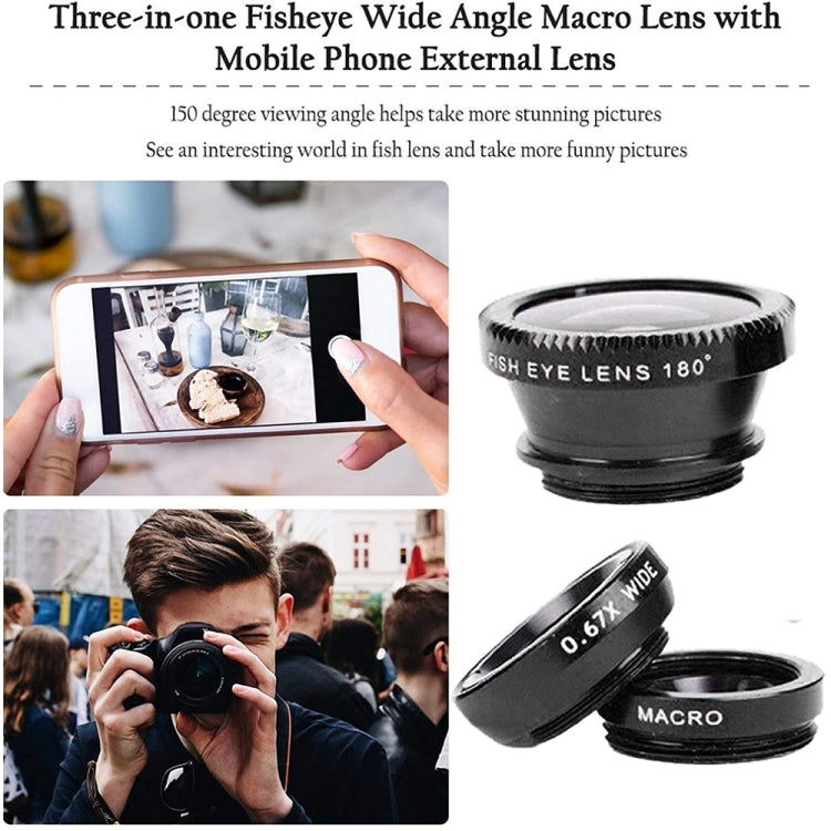 3 in 1 Smartphone Camera Lens Set Fisheye Telephoto Macro for iPhone Galaxy
