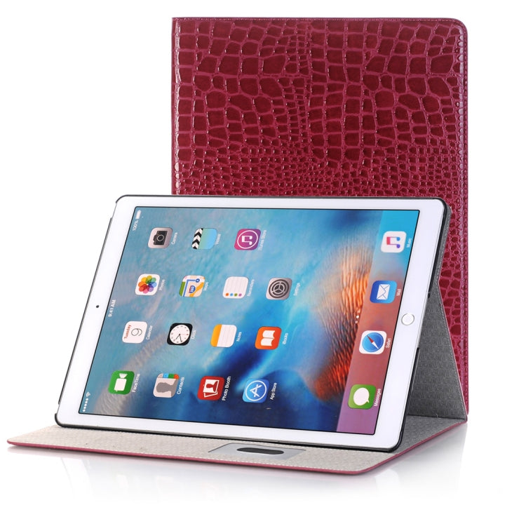 Étui à rabat horizontal en cuir effet crocodile avec support, emplacements pour cartes et portefeuille pour iPad Air 2