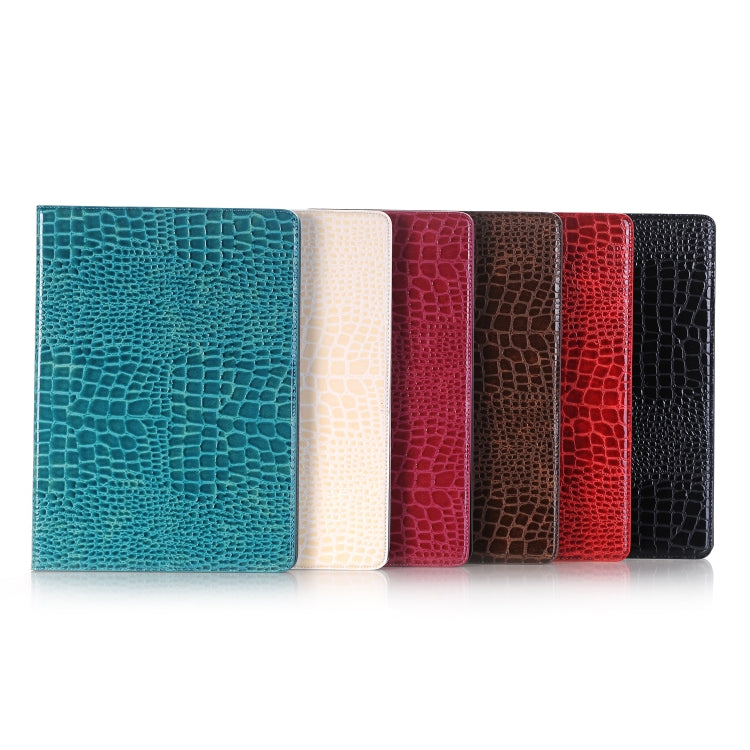 Étui à rabat horizontal en cuir effet crocodile avec support, emplacements pour cartes et portefeuille pour iPad Air 2