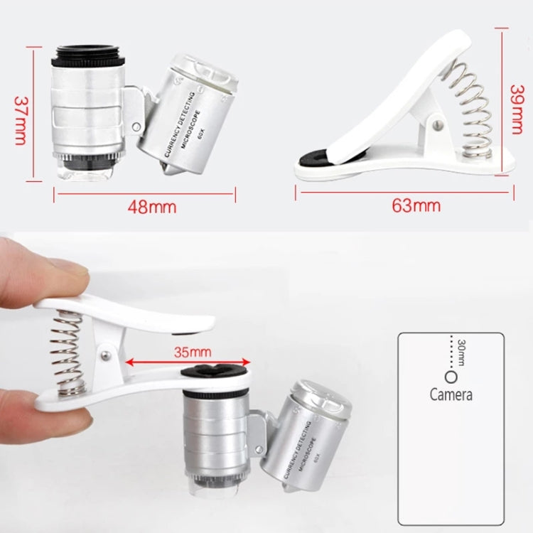 Universal Clip-type LED phone 60X Microscope / Micro Lens