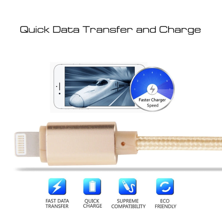 Câble de chargement et de synchronisation de données USB 8 broches à tête métallique tissée de 1 m pour iPhone et iPad