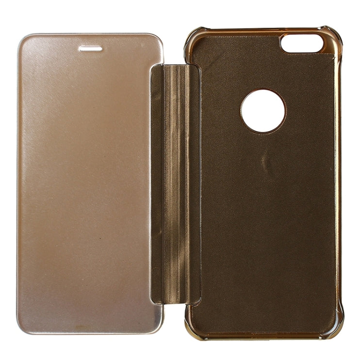 For iPhone 6 Plus & 6s Plus Electroplating Mirror Horizontal Flip PC + Leather Protective Case, For 6P & 6sP