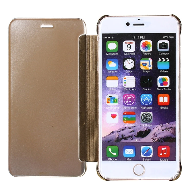 For iPhone 6 Plus & 6s Plus Electroplating Mirror Horizontal Flip PC + Leather Protective Case, For 6P & 6sP