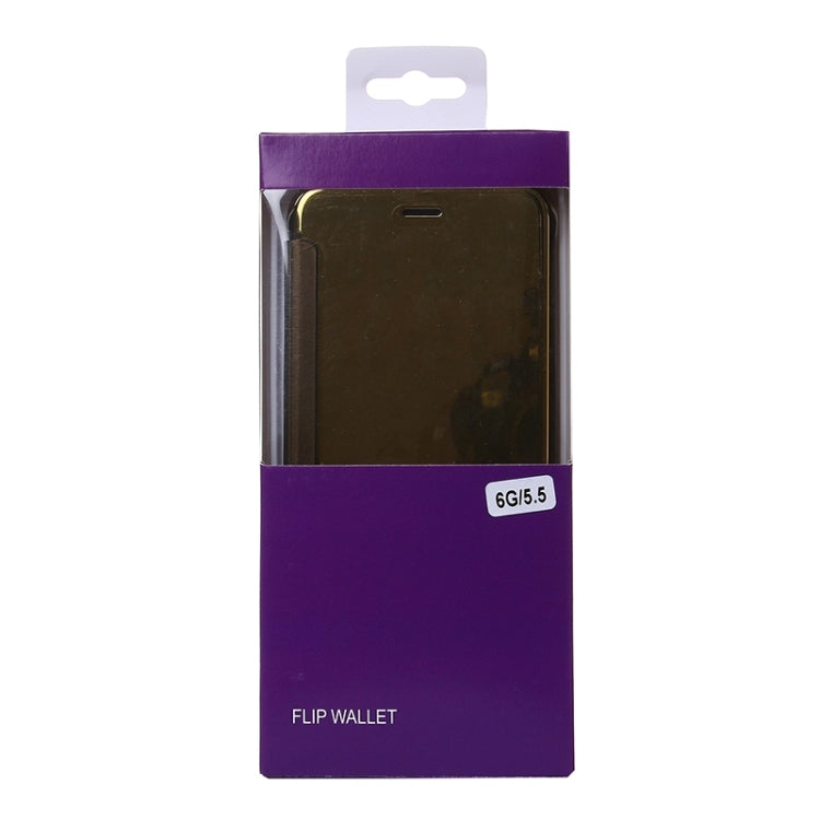 For iPhone 6 Plus & 6s Plus Electroplating Mirror Horizontal Flip PC + Leather Protective Case, For 6P & 6sP