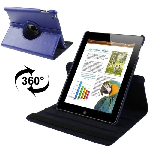 Étui en cuir rotatif à 360 degrés avec fonction veille/réveil et support pour nouvel iPad (iPad 3), bleu saphir, pour nouvel iPad (iPad 3)