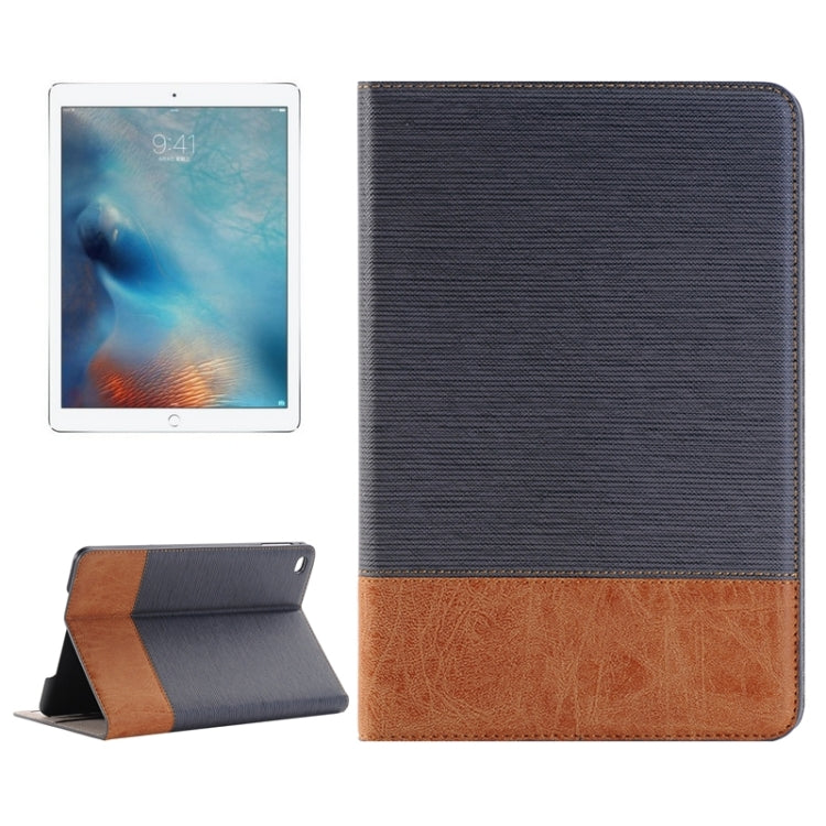 Étui à rabat horizontal en cuir à texture croisée et peau de mouton avec support, emplacements pour cartes et portefeuille pour iPad Pro 12,9 pouces