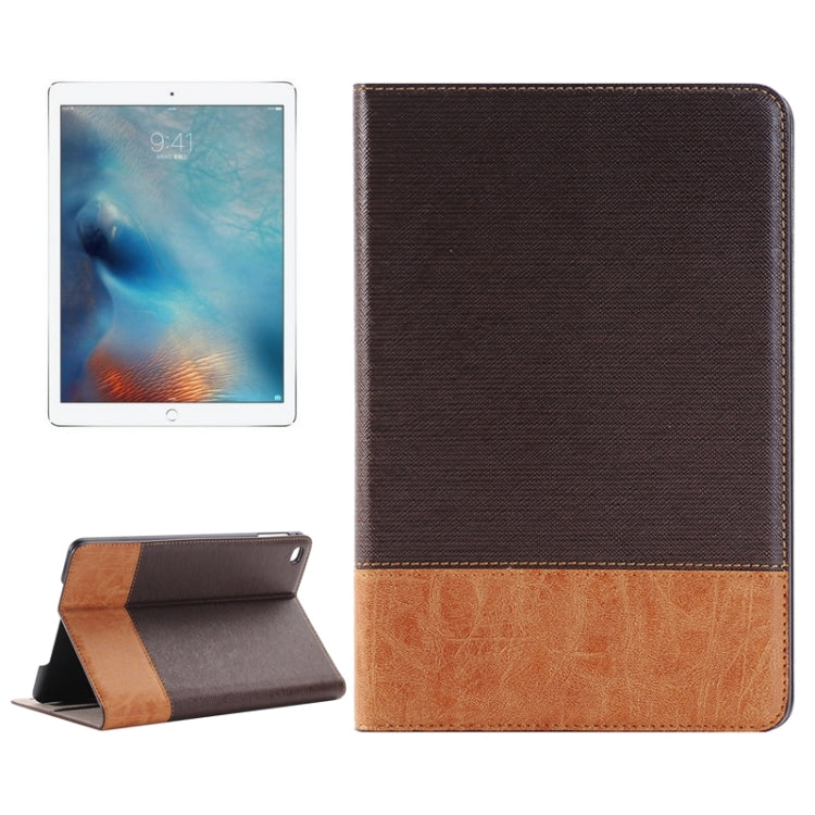Étui à rabat horizontal en cuir à texture croisée et peau de mouton avec support, emplacements pour cartes et portefeuille pour iPad Pro 12,9 pouces