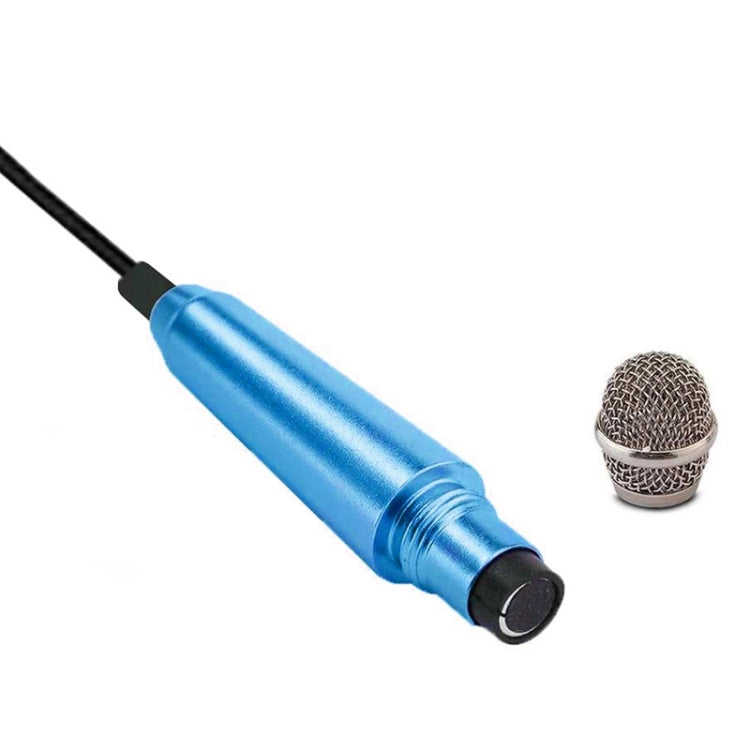 3.5mm Male + 3.5mm Female Ports Mini Household Mobile Phone Sing Song Metal Condenser Microphone, Compatible with IOS / Android System, Blue