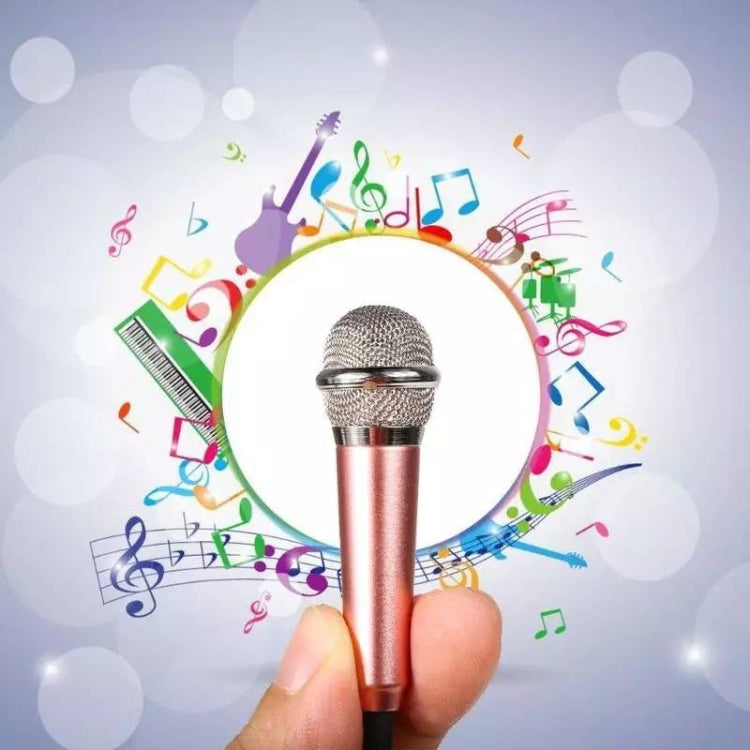 3.5mm Male + 3.5mm Female Ports Mini Household Mobile Phone Sing Song Metal Condenser Microphone, Compatible with IOS / Android System, Blue