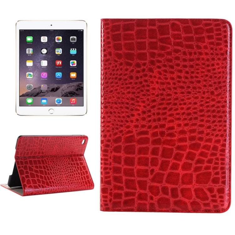 Étui intelligent en cuir à rabat horizontal, texture crocodile, avec support, emplacements pour cartes et portefeuille pour iPad Mini 4