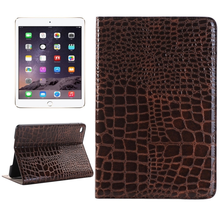 Étui intelligent en cuir à rabat horizontal, texture crocodile, avec support, emplacements pour cartes et portefeuille pour iPad Mini 4