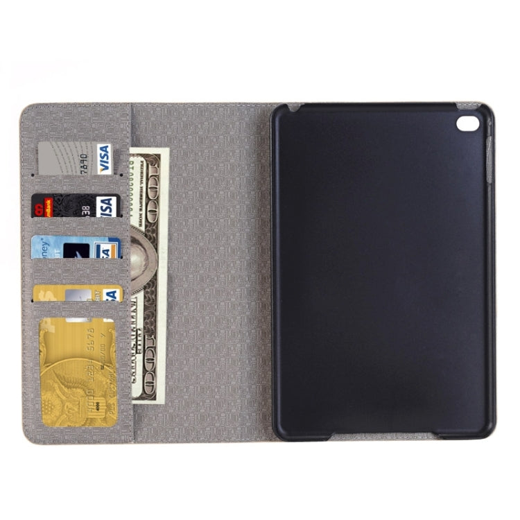 Étui en cuir intelligent à rabat horizontal à texture croisée avec support, emplacements pour cartes et portefeuille pour iPad Mini 4