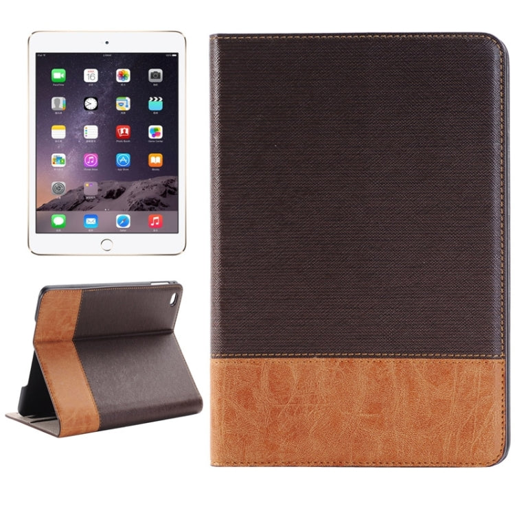 Étui en cuir intelligent à rabat horizontal à texture croisée avec support, emplacements pour cartes et portefeuille pour iPad Mini 4