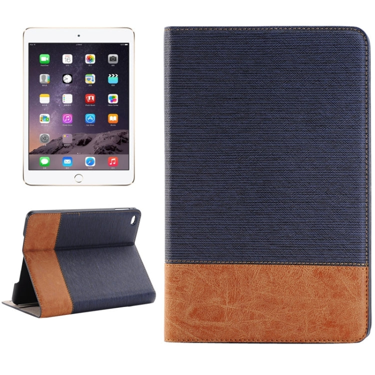 Étui en cuir intelligent à rabat horizontal à texture croisée avec support, emplacements pour cartes et portefeuille pour iPad Mini 4