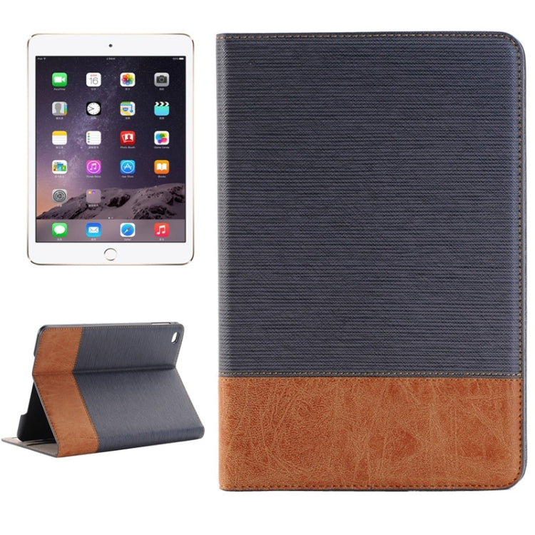 Étui en cuir intelligent à rabat horizontal à texture croisée avec support, emplacements pour cartes et portefeuille pour iPad Mini 4