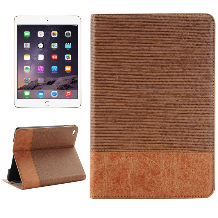 Étui en cuir intelligent à rabat horizontal à texture croisée avec support, emplacements pour cartes et portefeuille pour iPad Mini 4