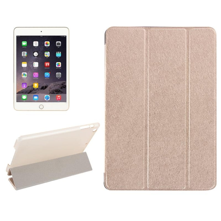 Silk Texture Horizontal Flip Leather Case with Three-Folding Holder for iPad mini 4