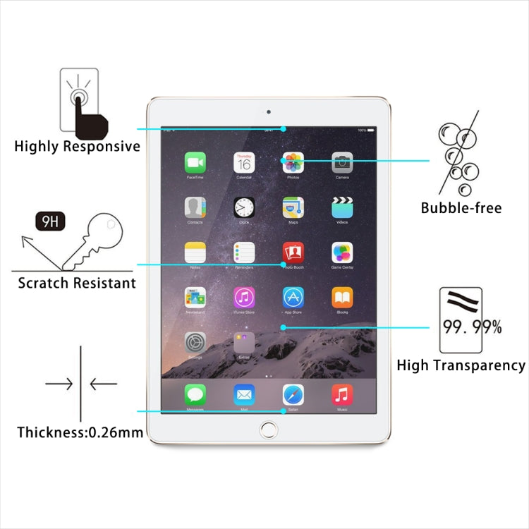 Film en verre trempé antidéflagrant 2,5D 0,26 mm, dureté de surface 9H+, pour iPad mini 4, pour iPad mini 4 2,5D