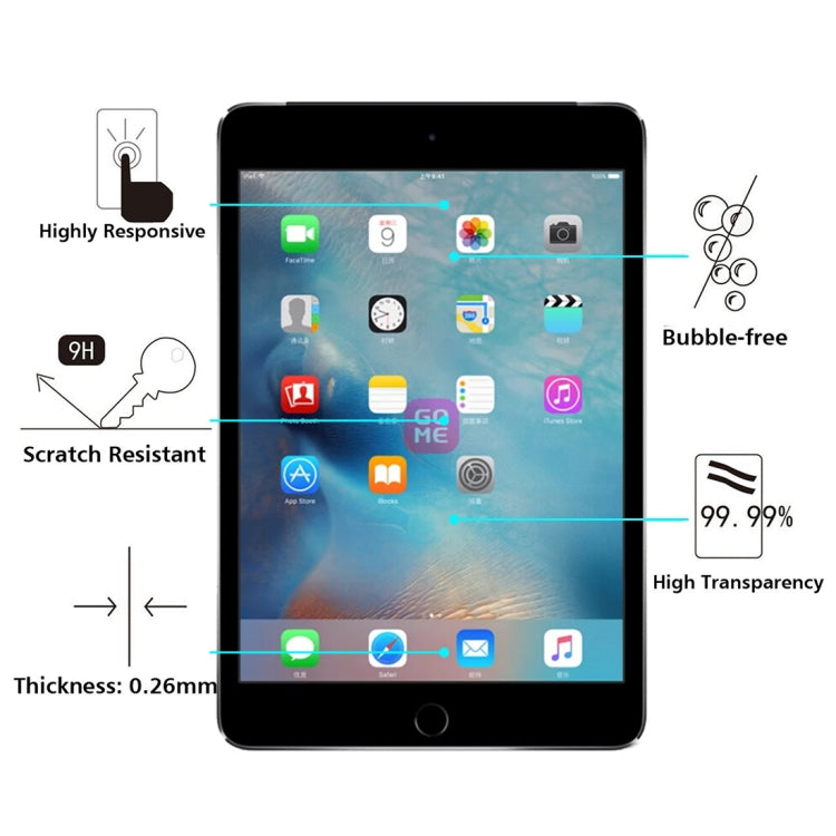 Film en verre trempé antidéflagrant 2,5D 0,3 mm, dureté de surface 9H+, pour iPad mini / mini 2 Retina / mini 3, pour iPad mini (1 pièce)